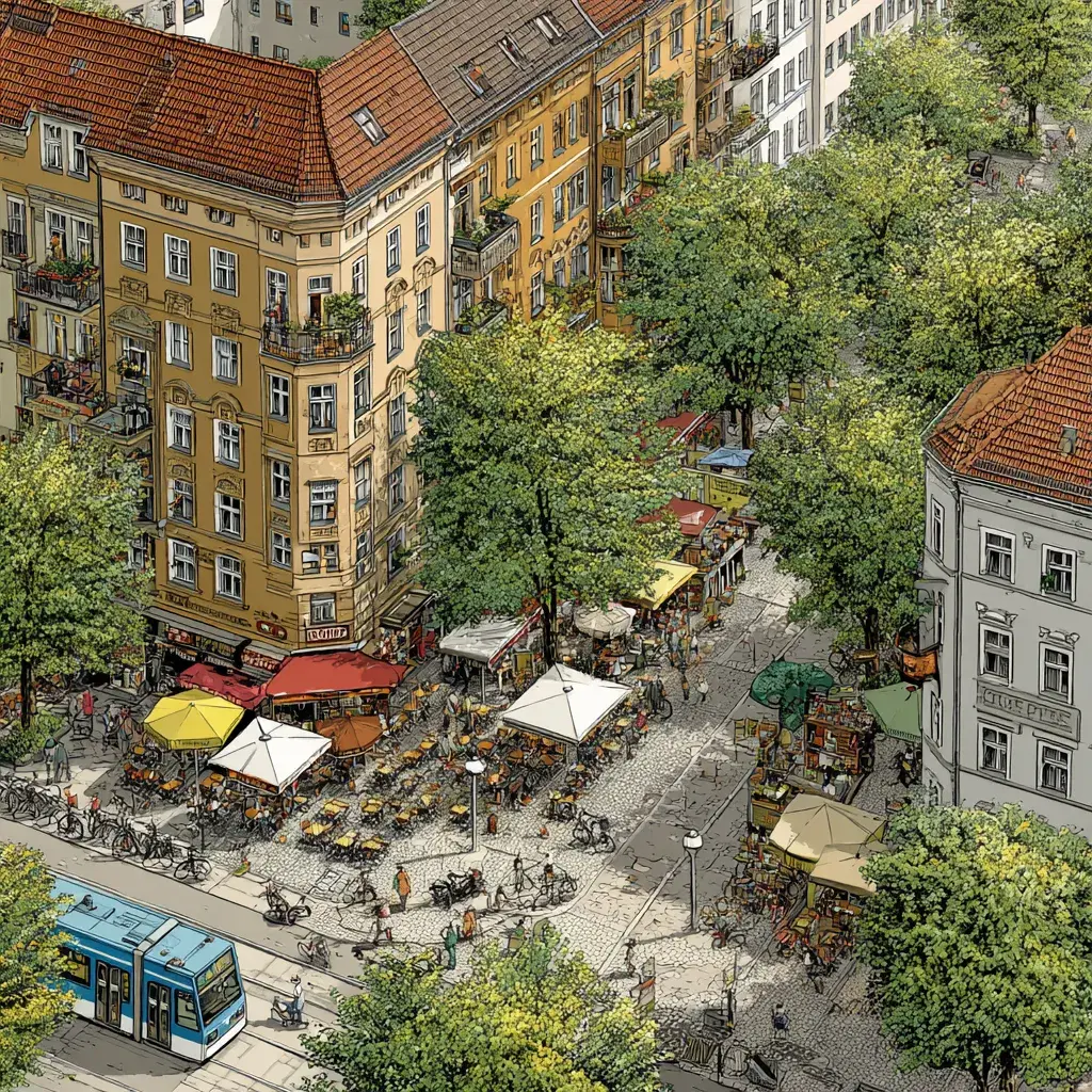 Vibrant Berlin street café scene